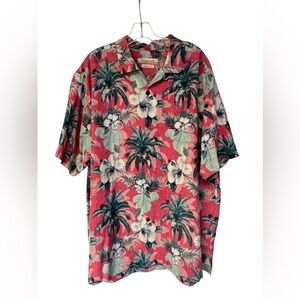 Vintage Tommy Bahama 100% Silk Pink Floral Hawaiian Shirt